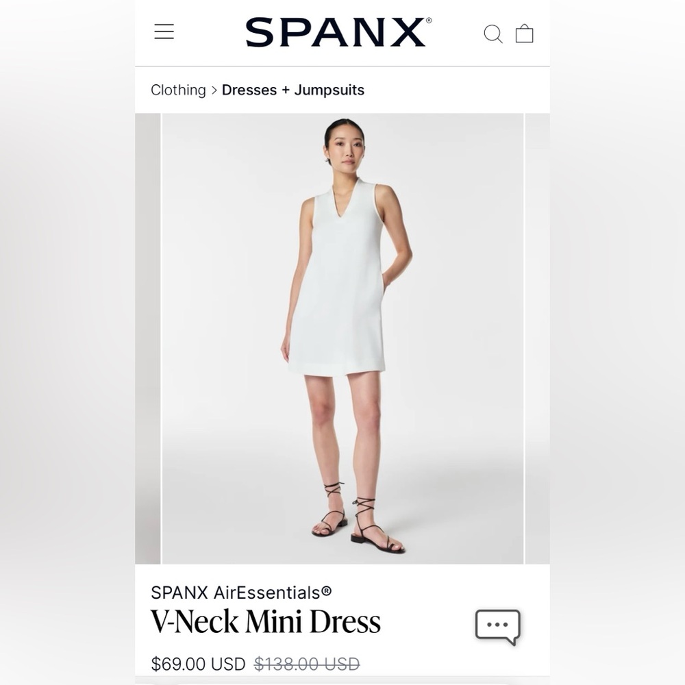 SPANX V-Neck Mini Dress - White